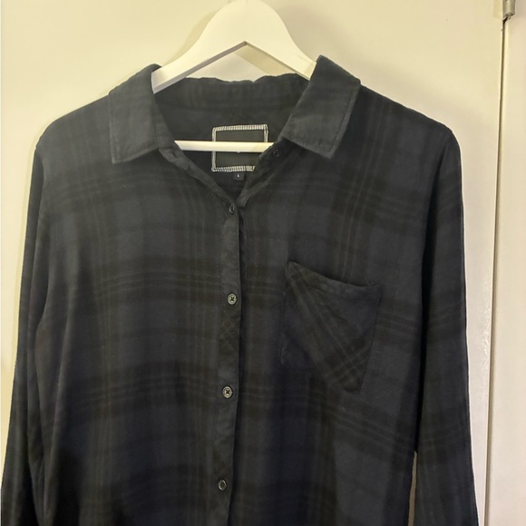 ✨ Rails Hunter Plaid Button-Up Shirt Onyx Jet Shirt Charcoal Gray Black - Picture 4 of 12